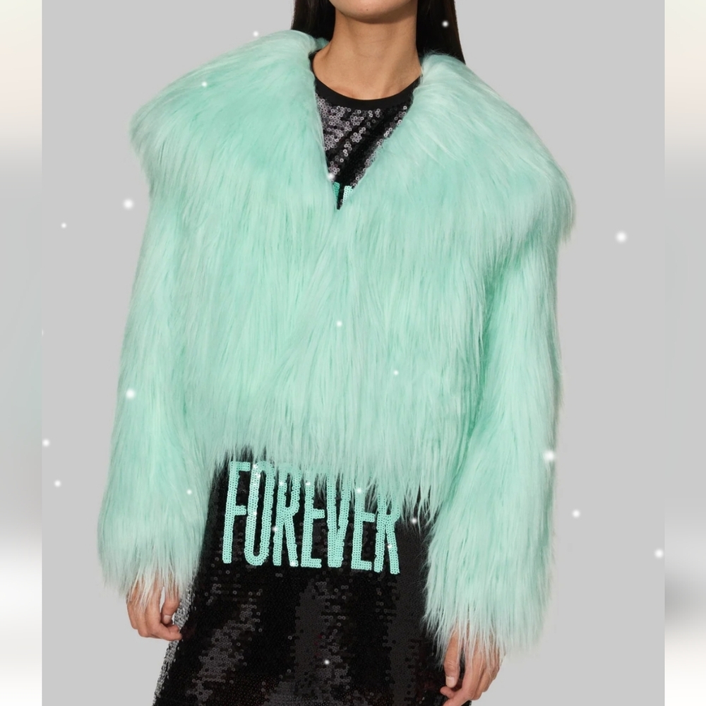 Taylor Swift THE LIFE OF A SHOWGIRL MINT FAUX FUR COAT XL/2XL - Picture 6 of 7